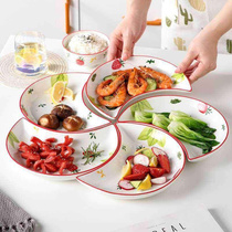 组合菜家用景德镇套装日式碗碟餐具拼盘陶瓷创意红团圆陶瓷网盘。