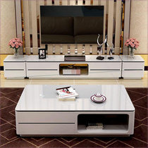现代简约电视柜茶几组合套装客厅钢化玻璃大理石茶桌茶台小户型桌