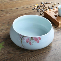 青瓷茶洗大号笔洗陶瓷配件中式茶道六君子水盂洗茶杯的器皿洗茶盆