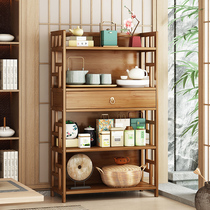 家用客厅茶水柜轻奢竹子置物架落地多层餐边柜厨房收纳菜架储物柜