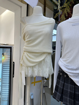春季新款韩版修身两件套中款蕾丝吊带连衣裙+一字肩大翻边针织衫