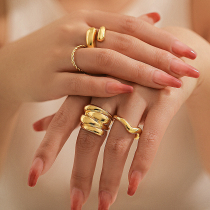 4件套金属麻花水滴戒指套装 新潮时尚个性小众设计网红ins风指环