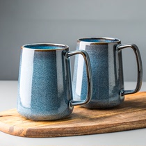 悉尼蓝 欧式水杯大容量 北欧陶瓷咖啡杯马克杯家用喝水大肚杯子男