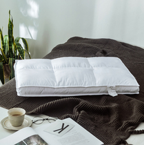 日式白色纯棉羽丝绒平枕芯 低枕方块单人成人矮枕头护颈