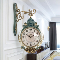 家用餐厅双面挂钟欧式挂墙轻奢时钟客厅钟饰挂表现代时尚装饰钟表