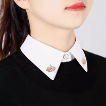 新款百搭加大假领子白色尖领女士韩版衬衫毛衣卫衣搭配多功能翻领