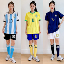 足球服女套装定制学生训练比赛队服阿根廷梅西C罗巴西内马尔球衣
