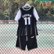 夏季运动套装男韩版潮流休闲学生短袖t恤球衣短裤搭配一套篮球服