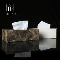 DecoTalk北欧天然大理石纸巾盒浴室卫生间抽纸盒酒店样板间摆件