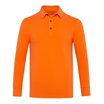 新品高尔夫球服装男修身长袖T恤秋冬简约运动弹力男装polo衫橙色