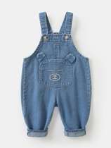 儿童牛仔背带裤春秋款一两岁半2023春季新款婴儿男童女童宝宝裤子