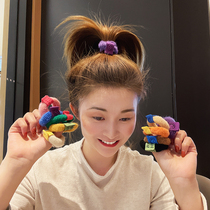 韩国皮套女头绳彩色发圈弹力皮筋高马尾粗笑脸扎头橡皮筋发绳儿童