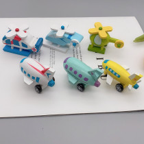 新品航空可爱卡通木制积木小飞机模型创意玩具1-3岁宝宝随机发
