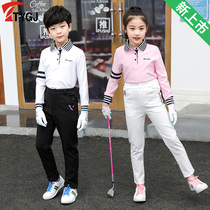 高尔夫球服装 儿童长袖球服 亲子男女童POLO衫韩版春夏季运动衣服