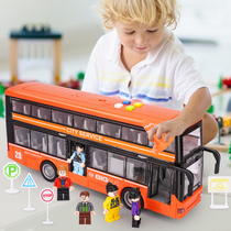 儿童双层公交车玩具大号益智公共汽车模型惯性宝宝校车大巴士男孩