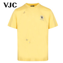 【专柜同款】VJC 2024年夏季男装新款黄色烫钻短袖T恤 D24BA1730