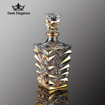 欧式水晶玻璃酒樽描金创意家用威士忌瓶带盖洋酒瓶白酒红酒醒酒器
