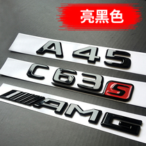 适用于奔驰A级C级E级S级改装AMG字标车标A45 C63 E63S尾标亮黑