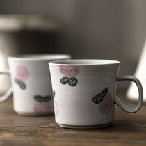 器昔手工复古粉蔷薇欧式INS陶瓷马克杯咖啡杯子情侣对杯早餐杯子