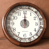 实木挂钟客厅美式钟表时钟新中式复古石英钟欧式静音电波钟