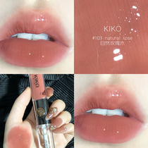 kiko双头唇釉唇蜜103口红水光镜面奶茶色豆沙色透明玻璃唇彩女133
