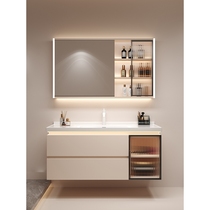 箭牌᷂卫浴浴室柜陶瓷一体盆智能镜柜现代简约奶油风卫生间洗漱台