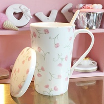 杯子女可爱少女创意个性潮流骨瓷办公室水杯陶瓷情侣马克杯带盖勺