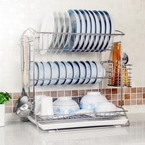 SDR一体式大号三层碗架沥水架 304不锈钢碗碟架厨房置物架碗盘架