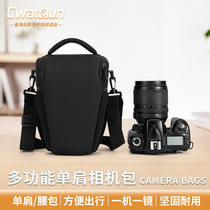 Cwatcun香港品牌三角单反相机包女包适用于佳能尼康索尼摄影包单肩微单小包针配上升射手波纹龙饲
