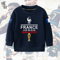 法国队姆巴佩卡塔尔世界杯足球迷服圆领卫衣男女儿童装学生款长袖