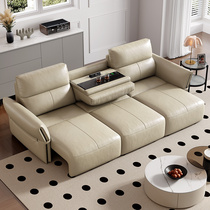 布雷尔奶油风电动功能真皮沙发床现代简约小户型可调节伸缩沙发