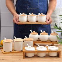 厨房家用陶瓷调味罐收纳盐罐调味品商用小吃火锅店调味盒组合套装