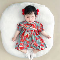 中式婴儿衣服宝宝夏装连衣裙子公主洋气超萌小女孩一周岁礼服夏季