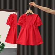 女宝宝红色连衣裙夏季薄款1儿童裙子女童3周岁夏装小童网红公主裙