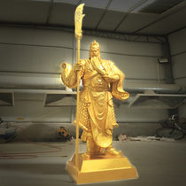 金色关羽玻璃钢雕塑 寺庙工程铸铜神像 大型关公金身塑像摆件雕像