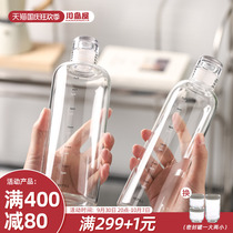 川岛屋时间刻度玻璃杯高颜值咖啡饮料果汁杯子便携大容量透明水杯