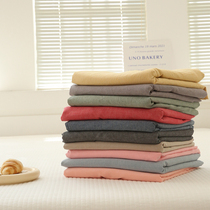 【富士商店】日式简约纯色水洗全棉床笠学生被单多彩单件床罩纯棉