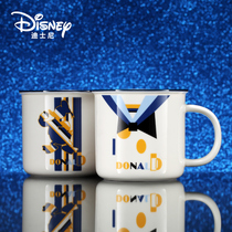 迪士尼创意唐老鸭水杯时尚卡通陶瓷杯带盖勺马克杯早餐牛奶咖啡杯