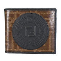 FENDI/芬迪新款男士咖色牛皮FF徽标图案名片夹钱包7M0169 A5K4