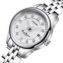 新款 精钢手表镶钻全自动机械手瑞士女时尚钢带夜光日历国产腕表