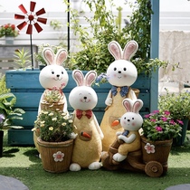 佳鲤推荐可爱兔子花盆花园别墅阳台庭院装饰布置创意多肉户外摆件