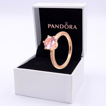 Pandora潘多拉官网玫瑰金粉色闪耀王冠单石戒指188289C01浪漫礼物