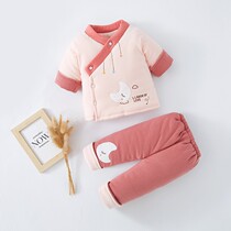 0一1岁半女宝宝秋冬装洋气加厚棉服袄分体婴儿衣服外套装冬季过年