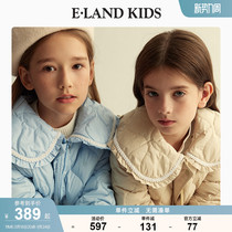eland Kids衣恋童装新品女童娃娃领洋气韩版短款绗缝羽绒服