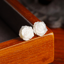 「添香」白玫瑰花天然母贝耳钉女纯银贝壳耳饰高级感山茶花朵耳环