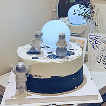 生日蛋糕装饰太空航天宇航员摆件宇宙飞船星球火箭月球灯插件插牌
