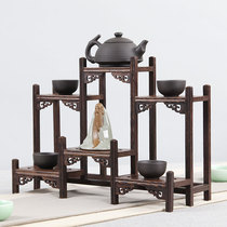 鸡翅木小型博古架摆件实木中式茶杯茶具架子置物架紫砂茶壶展示架