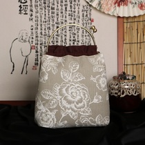 复古文艺女包原创设计棉麻帆布森女简约手提包中国风口金包
