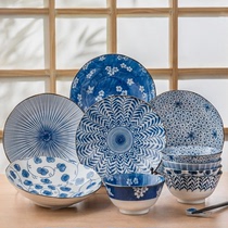 美浓烧日式进口碗盘套装家用创意和风碗碟餐具陶瓷釉下彩饭碗盘子