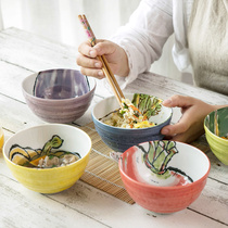 美浓烧日本进口餐具日式和风釉下彩色碗拉面碗吃饭碗家居家用汤碗
